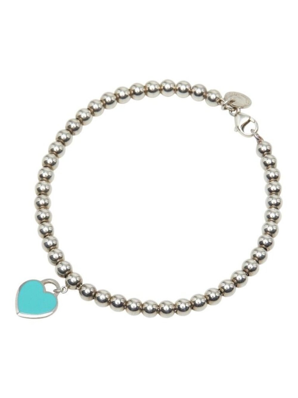 Tiffany & Co Return to Heart Tag Bead Bracelet Blue Silver